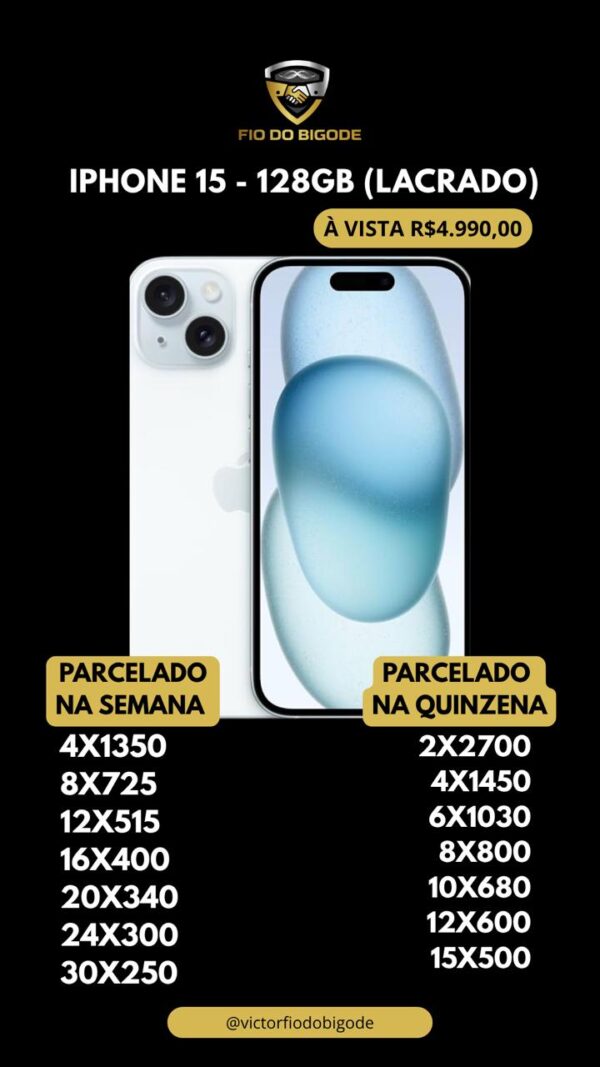 iPhone 15 128GB – Lacrado | Fio do Bigode
