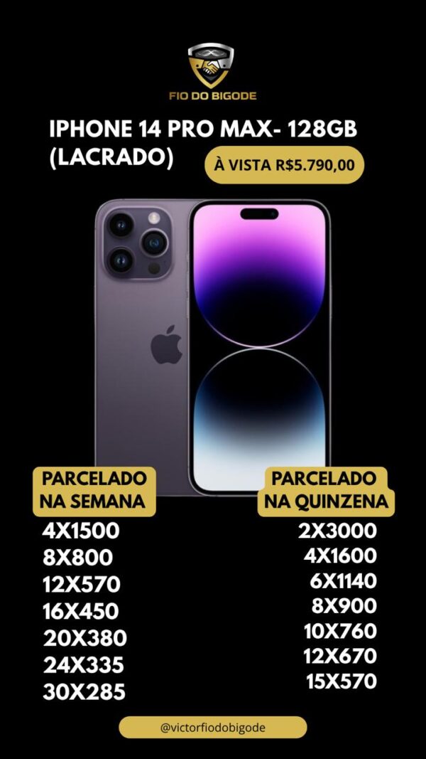 iPhone 14 Pro Max 128GB – Lacrado | Fio do Bigode